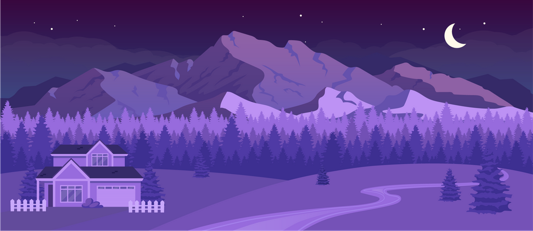 Nighttime mountains  Illustration