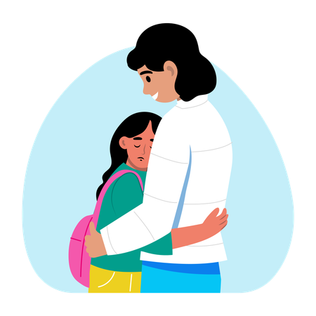 Niña abrazando a su madre  Illustration
