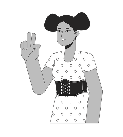 Chica afroamericana con el signo de la paz  Ilustración