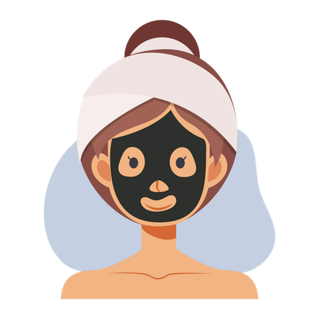 Niña aplicando mascarilla  Ilustración