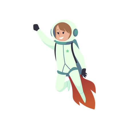 Chica astronauta en traje espacial  Ilustración
