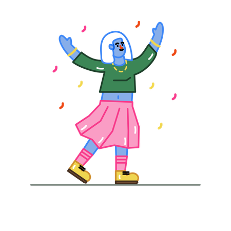 Chica bailando para estado feliz  Ilustración