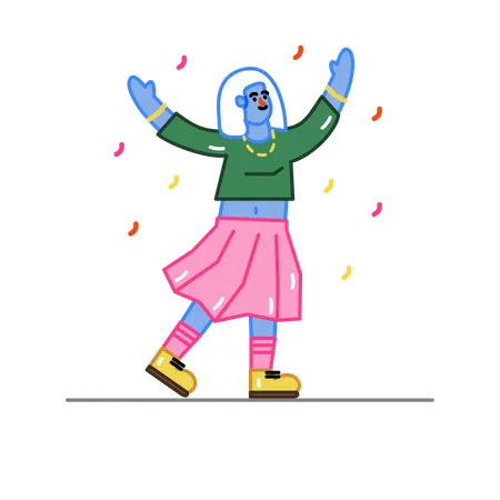 Chica bailando para estado feliz  Ilustración