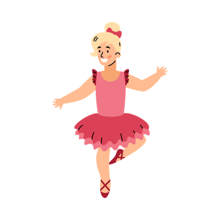 Niña bailarina feliz bailando  Ilustración