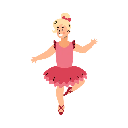 Niña bailarina feliz bailando  Ilustración