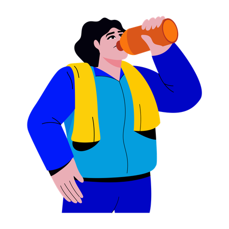 Niña bebiendo agua  Ilustración