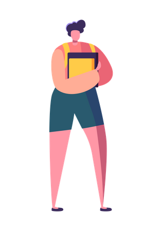 Chica caminando con libros en la mano  Ilustración