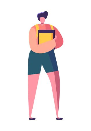 Chica caminando con libros en la mano  Ilustración