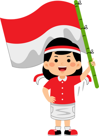 Niña celebra el Día de la Independencia de Indonesia  Ilustración