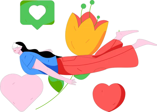 Chica celebrando el día de San Valentín  Ilustración