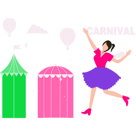 Niña celebrando el festival de carnaval  Ilustración