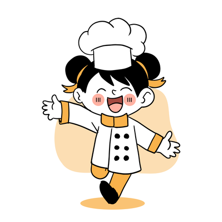 Niña chef sonriendo  Ilustración