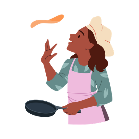 Niña cocinando comida  Ilustración
