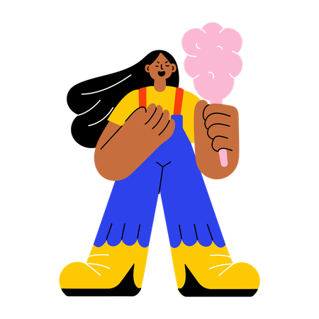 Niña comiendo algodón de azúcar  Illustration