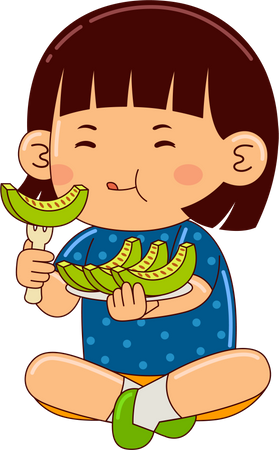 Niña comiendo melón  Ilustración