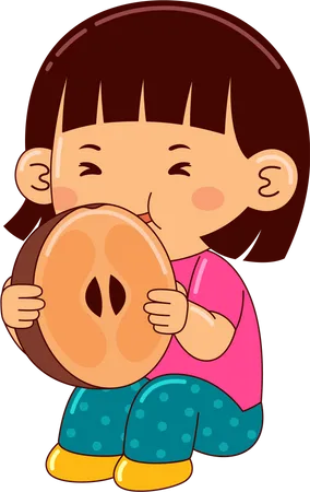 Niña comiendo chicochico  Ilustración