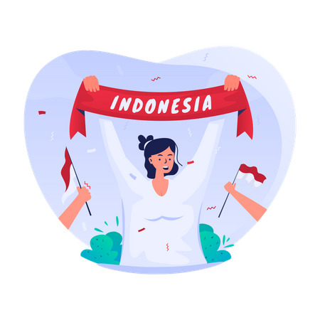 Niña con bufanda de Indonesia  Ilustración