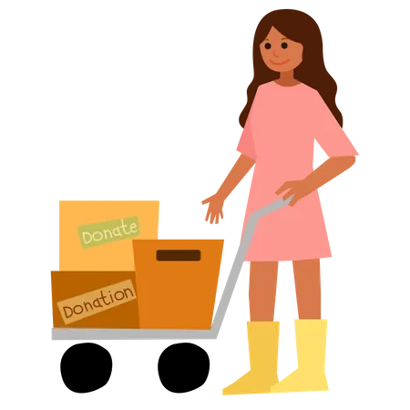 Chica con cajas de donación  Ilustración