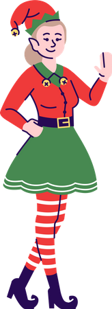 Chica vestida con disfraz de elfo  Ilustración