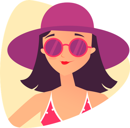 Chica con gafas y sombrero  Ilustración