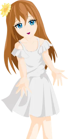 Chica con vestido blanco  Ilustración