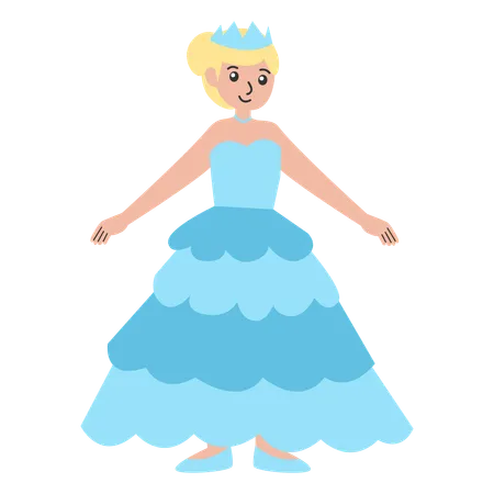 Niña con vestido de Cenicienta  Ilustración