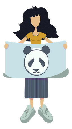 Niña concienciando sobre la protección animal  Illustration