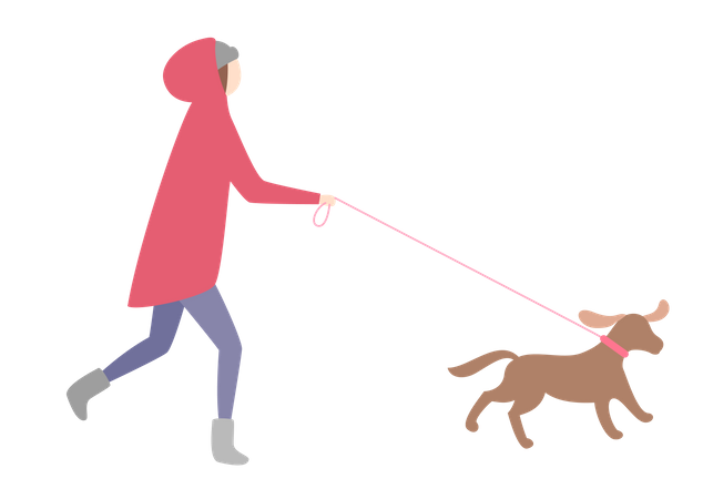 Chica corriendo con perro  Ilustración