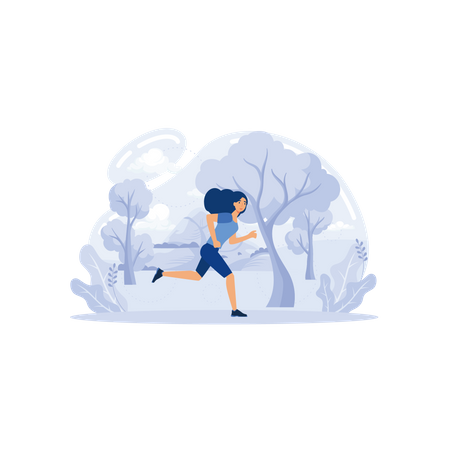 Niña corriendo en el parque  Ilustración
