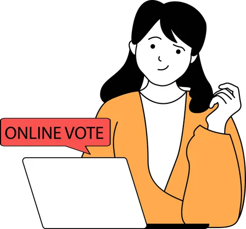 Niña da su voto en línea  Ilustración