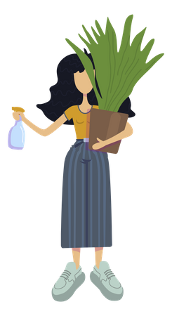 Niña dando agua para plantar  Illustration
