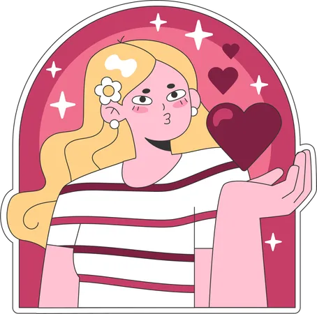 Chica dando beso  Ilustración