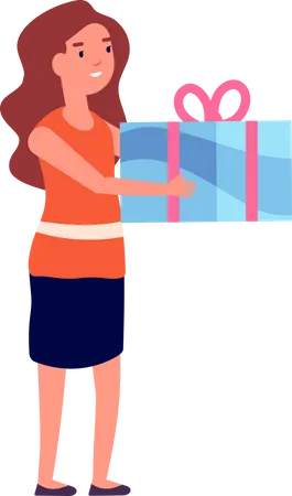 Chica dando caja de regalo  Ilustración