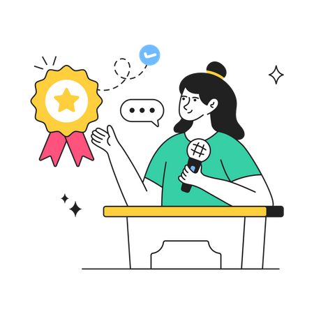 Niña dando discurso  Ilustración