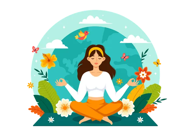 Chica dando pose de meditación  Ilustración