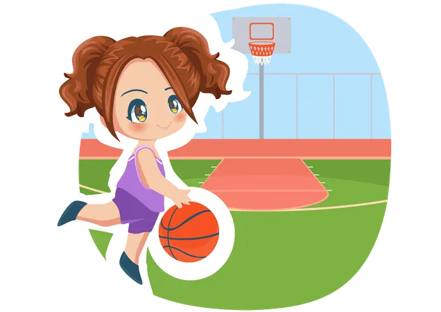 Niña de baloncesto  Ilustración