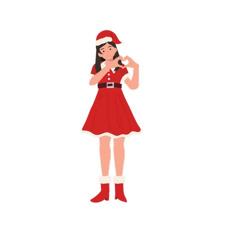 Niña de pie y haciendo forma de corazón  Ilustración