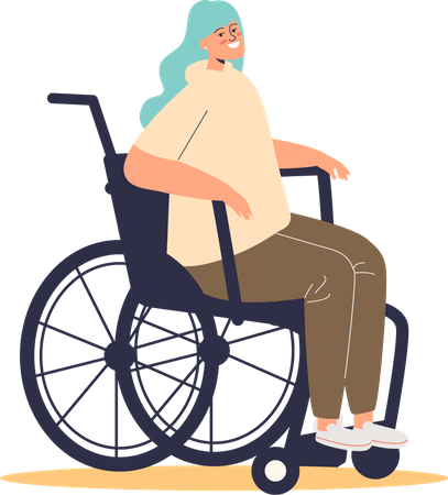 Niña discapacitada en silla de ruedas  Ilustración