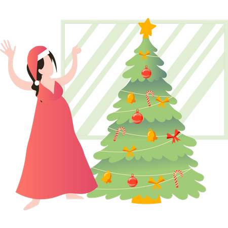 Chica disfrutando de las vacaciones de Navidad  Ilustración