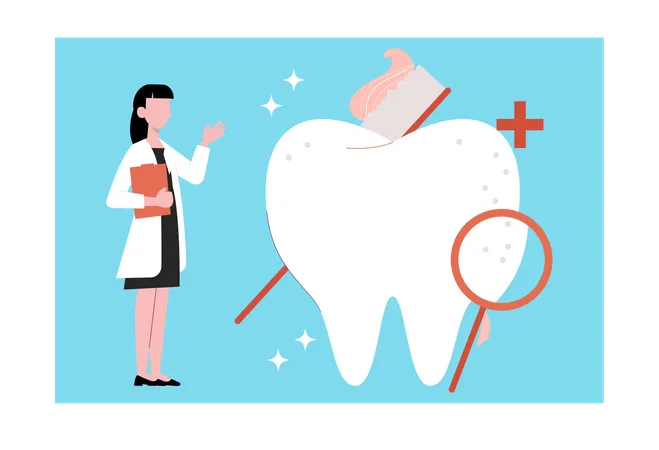 Doctora de pie con lima dental  Ilustración