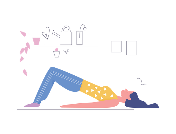 Chica en pose de yoga para dormir  Ilustración