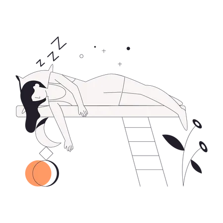 Niña durmiendo en un sueño profundo  Ilustración