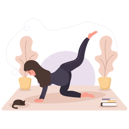 Niña embarazada haciendo yoga  Ilustración