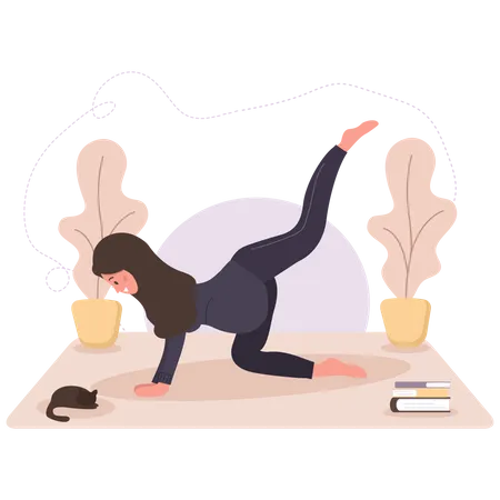 Niña embarazada haciendo yoga  Ilustración