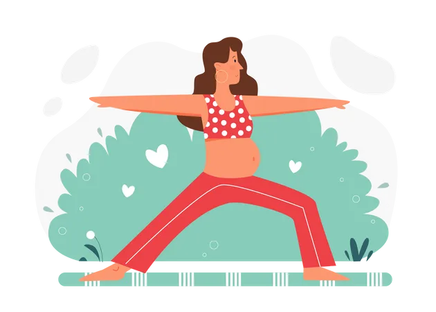 Niña embarazada haciendo yoga  Ilustración