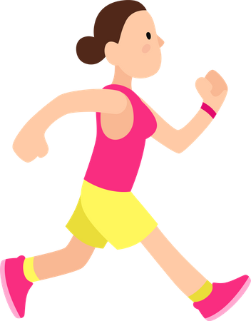 Chica joven en ropa deportiva corriendo  Ilustración