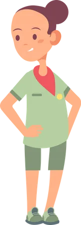Niña con uniforme de explorador  Ilustración