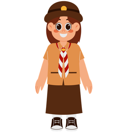 Chica en uniforme scout y sombrero  Ilustración