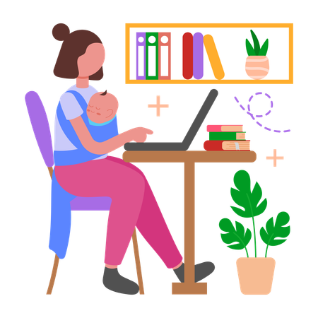 Chica que equilibra la paternidad y el trabajo  Ilustración