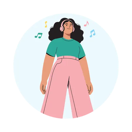 Niña escuchando con alegría  Ilustración